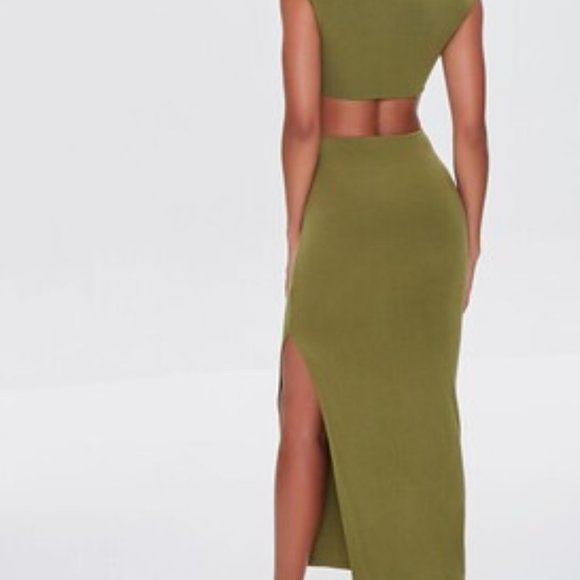 Forever 21 Green O-Ring Cutout midi/maxi dress - Picture 3 of 4